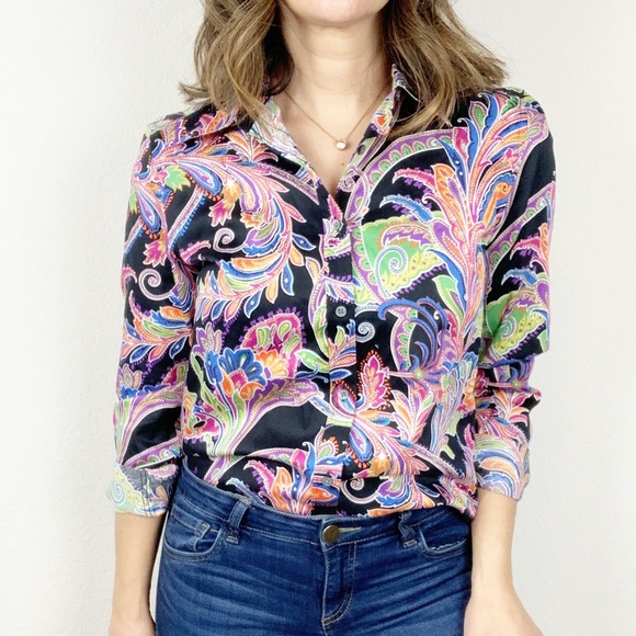 Lauren Ralph Lauren Tops - Lauren Ralph Lauren paisley button down shirt